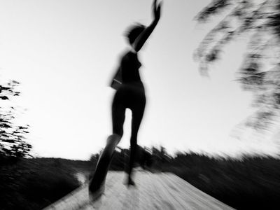 Blurred motion of legs during a run